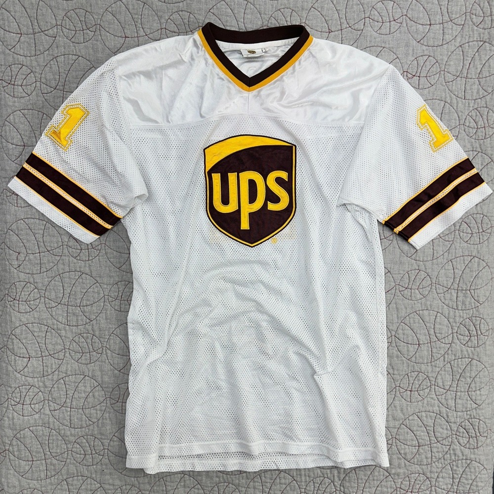 UPS Football Jersey White Mesh Embroidered Graphics 11 / Men's Large‎